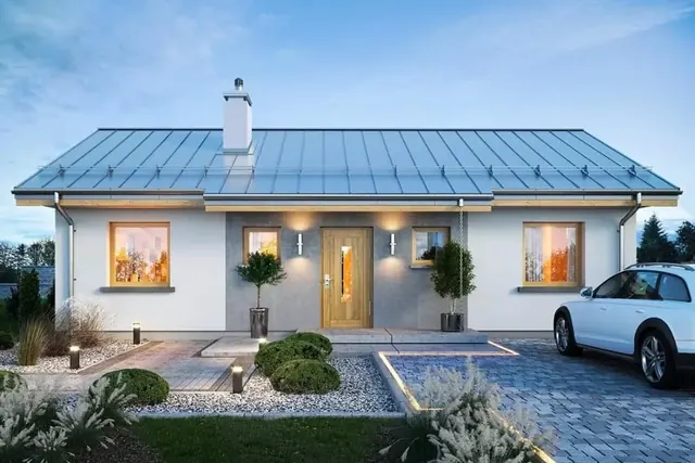 Bungalov Sensa 4+1 jako kompaktní jednopodlažní rodinný dům na klíč s moderní fasádou